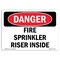 Signmission OSHA Danger Sign, 7" Height, Aluminum, Fire Sprinkler Riser Inside, Landscape, L-2374 OS-DS-A-710-L-2374 - alternate 1